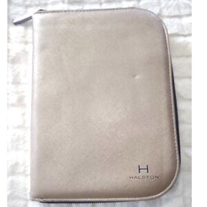 Halston Jewelry Organizer Travel Case Champagne Gold Metallic Full Zip Portfolio